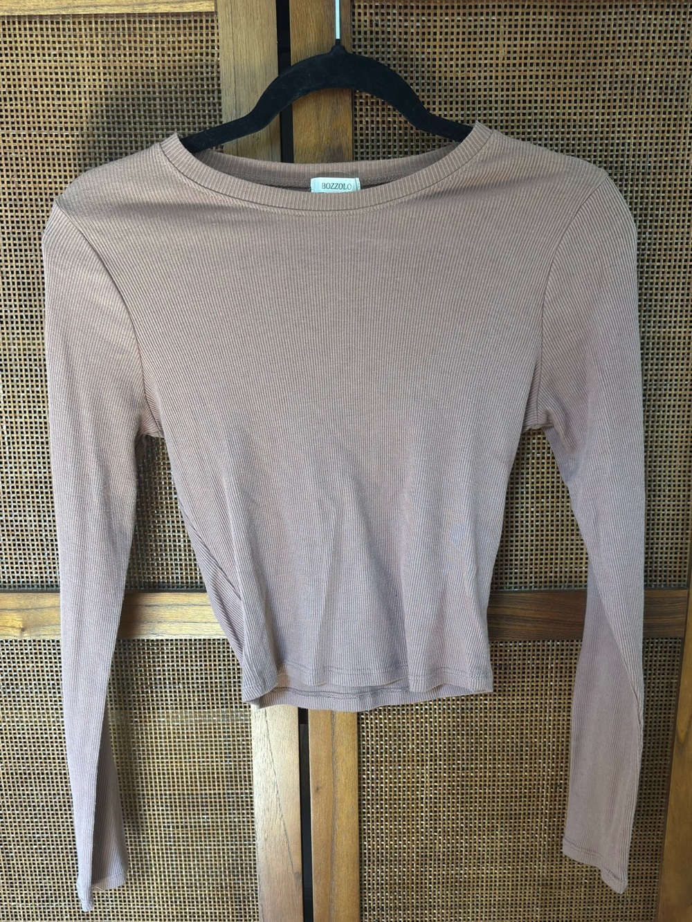 Bozzolo Ribbed Crewneck Top in Mauve